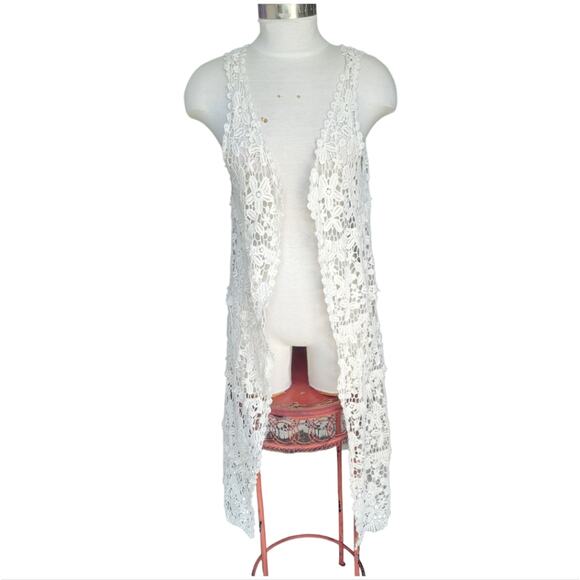 Vivid Importers Open Front Lace Midi Cardigan OS - Picture 2 of 7